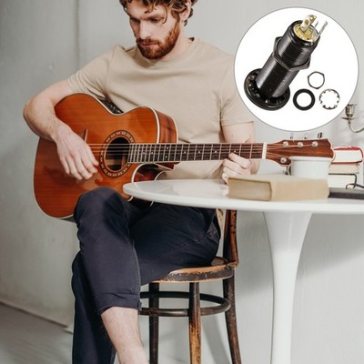 Flush Mount Stereo Jack Cylinder for Guitar Bass Accessories Easy Install Black