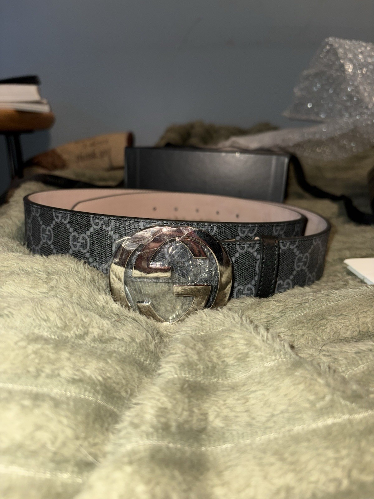 Gucci Supreme Genuine Leather Belt Size 42 Black Brown Luxury