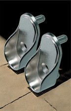 2 x Wardrobe Rail Hanging End Supports with Dowel Fitting Oval Rails 15mm ZINC