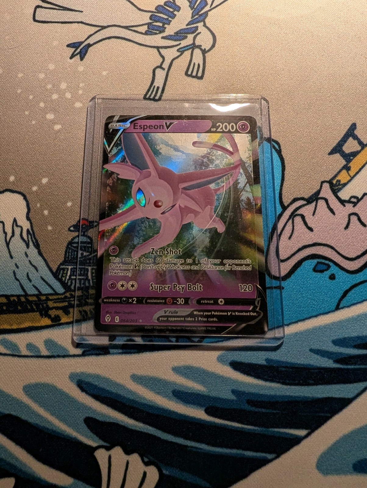 Pokémon TCG Espeon v Holo Ultra Rare Card Evolving Skies 064/203 NM/M Condition