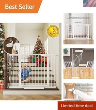 Wide Baby Gate for Stairs  Doorways, Toddler Safety - White