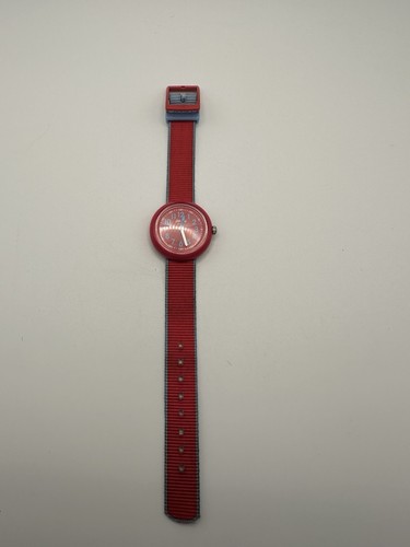 2018 Kids Flik Flak Red/baby Blue Swiss Made Quartz Watch Working New Battery - Picture 6 of 9