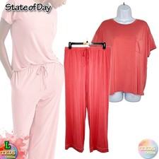 NWOT State of Day Women's L 2-Pc. Fluid Knit Pajamas Set 100189787MS