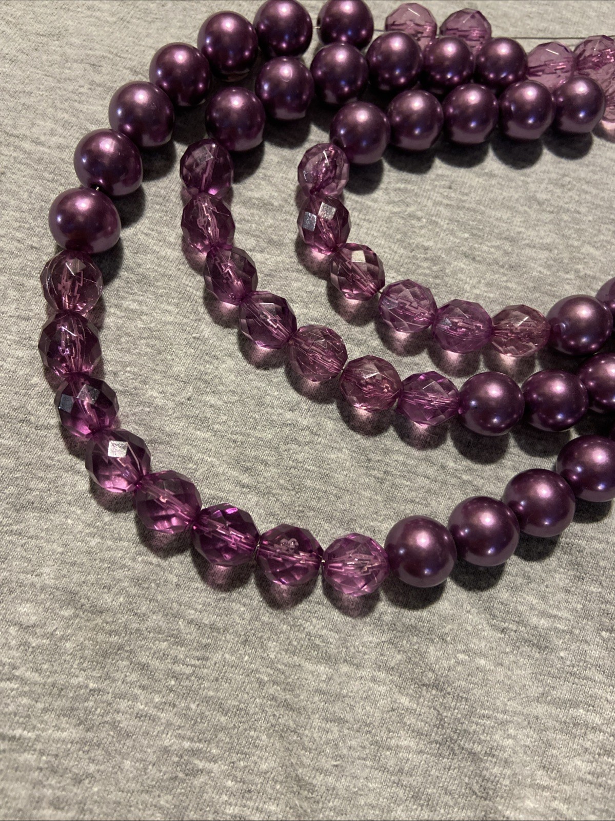 Two Purple Beaded Necklaces, Multiple Strands - image 10