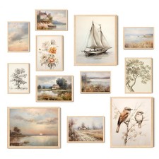 Aroutde Vintage Wall Art Prints Spring French Country Wall Decor Countryside ...
