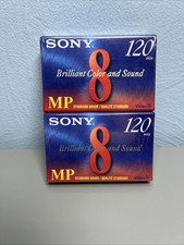 SONY 8mm Standard Grade 120 Min Video Tape Cassettes - 120MP NEW SEALED 2 PACK