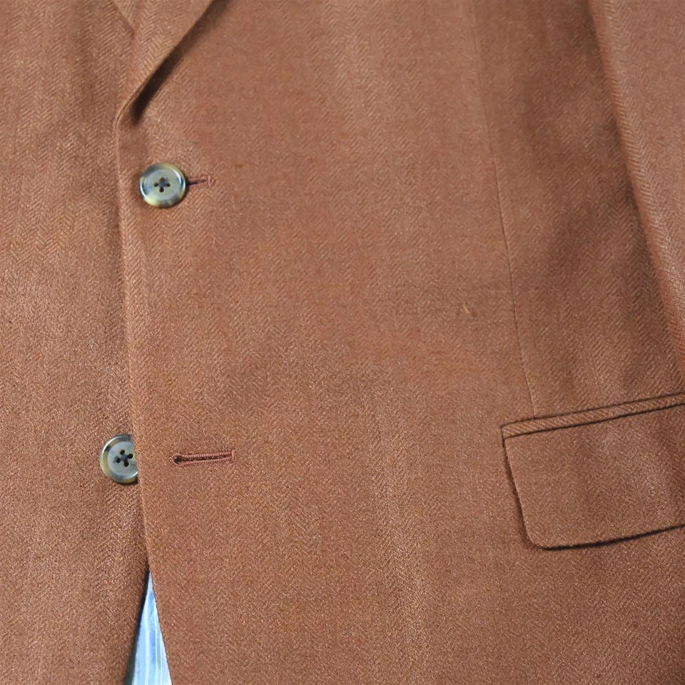 Ibiza 46R оранжевый елочка 100% шелк мягкий твидовый блейзер куртка спортивное пальто - Изображение 3 из 4