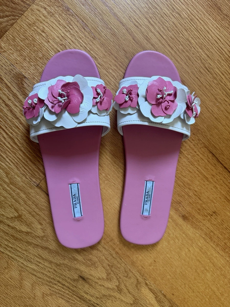 靴 Prada Flower Motif Sandals Green 37 Rare PRADA Women's Floral Sandals and Flip Flops for sale | eBay