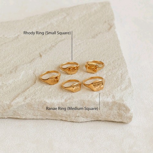 Brand New 'K' Initial Signet Ring Renae Ring 18k Gold Size 9 - Picture 5 of 9
