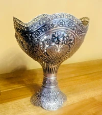 Antique Hanau Reticulated 800 Silver Repousse Vase 7.5"