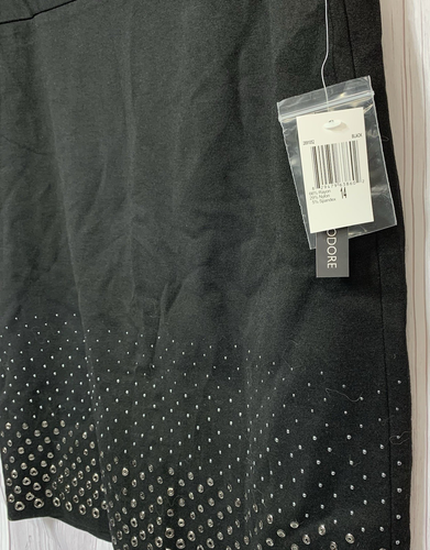 NWT Black Women's Short Straight Pencil Skirt Metal Studs Stretchy Size 14 - Picture 4 of 19