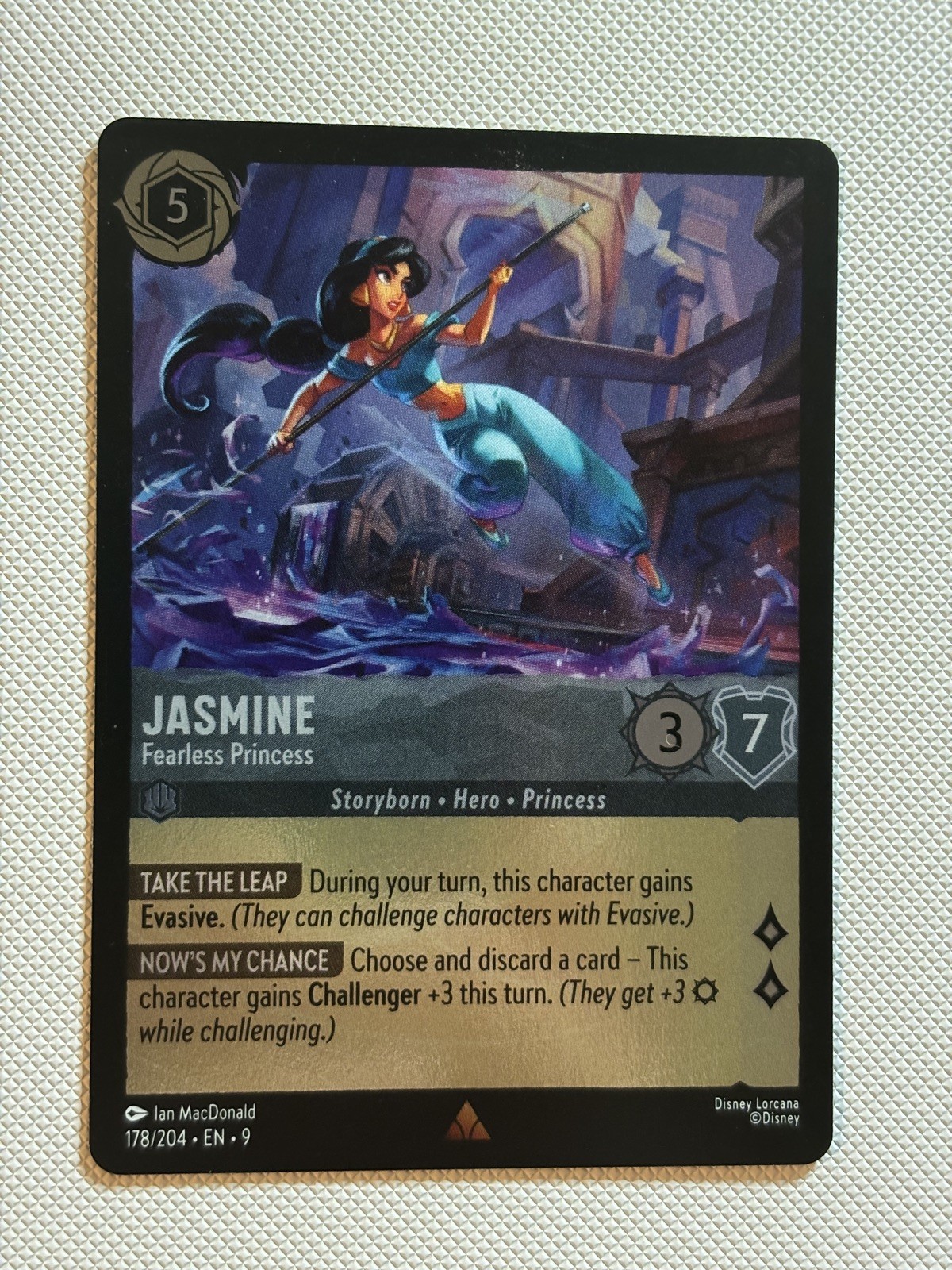 Jasmine Fearless Princess 178/204 Disney Lorcana Fabled Rare Cold Foil MINT