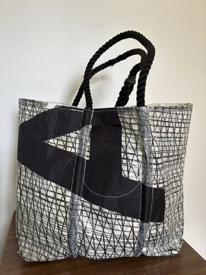 Sea Bags Maine Recycled Boat Sail Tote - Medium Black & White