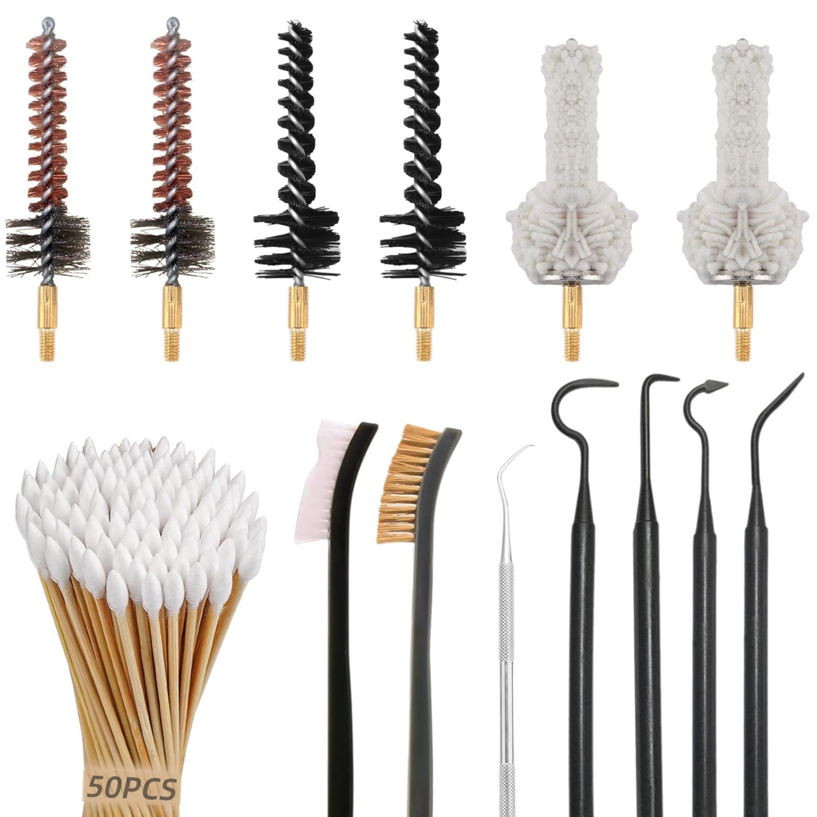 .223Cal 5.56mm .300 Blackout Chamber Cleaning Kit - Bronze Chamber Brush, Nyl...