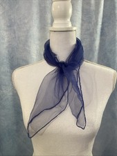 Vintage 1960s Purple Indigo Silk Hand Rolled Women  s Square Scarf Sheer