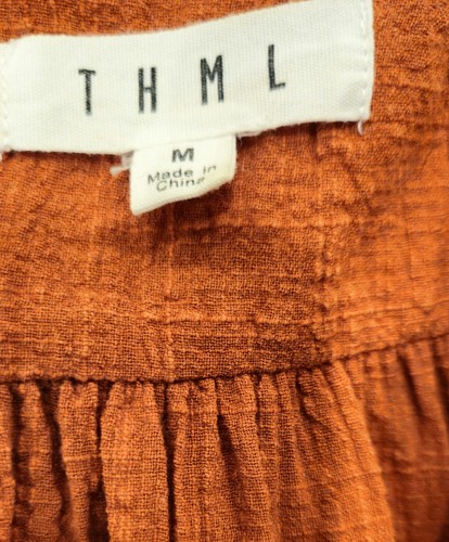 Blusa boho bordada naranja quemada mediana THML para mujer - Imagen 6 de 8