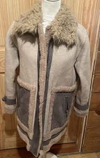 Rebecca Taylor Women's Shearling Belted Zip Up Coat Jacket Size Small ~ EUC