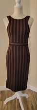Anthropologie Maeve Meridian Chevron Sweater Knit Pencil Midi Dress Black Brown