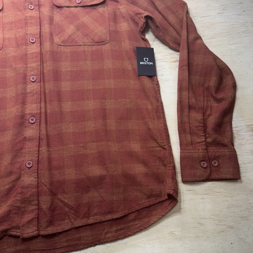 Brixton Plaid Flannel Shirt Bowery Button Up Pocket Burnt Henna Men Size XL - Picture 7 of 21
