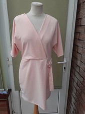 V BY VERY LADIES MOCK WRAP DRESS WITH BELTED TRIM PINK SIZE 12 NEW (ref 175)