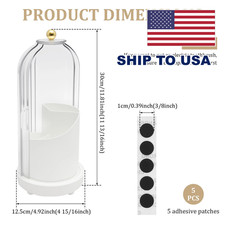 3 Slots Toothbrush Holders 360 Rotating Makeup Brush Organizer with Sliding Lid