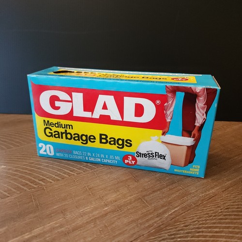 Glad Stress Flex Trash Garbage Bags 8 Gallons 3 Ply Unopened Box of 20 Vintage - Picture 3 of 7