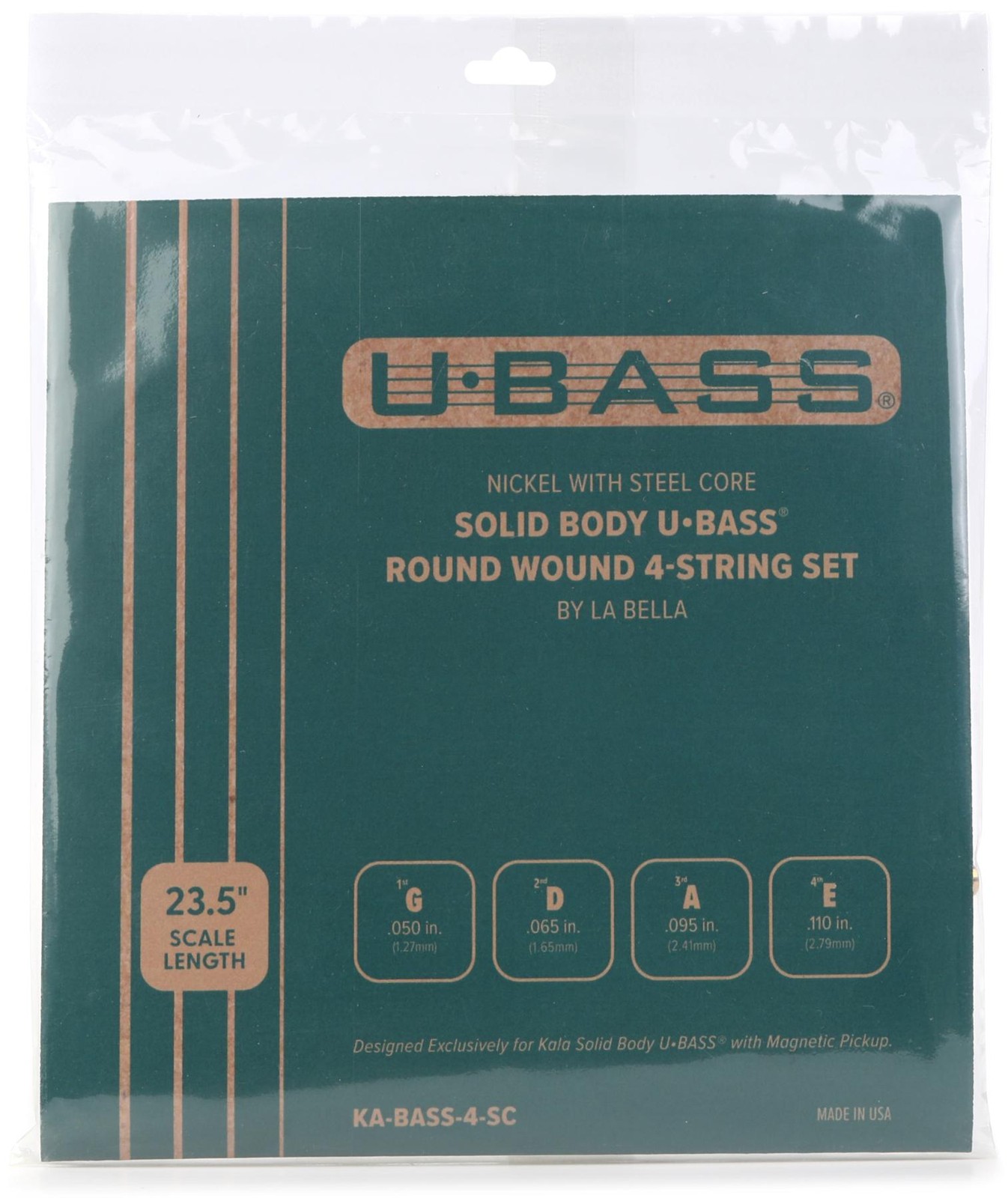 Набор из 4 струн Kala Nickel в круглой оправе со стальным сердечником в твердом корпусе для U-Bass - 050-110 6090₽