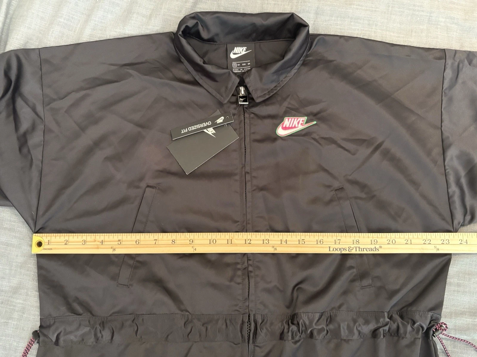 Nike Icon Clash Black Satin Jacket Womens XS Harajuku Sukeban Rebel Streetwear - product detail image 13
