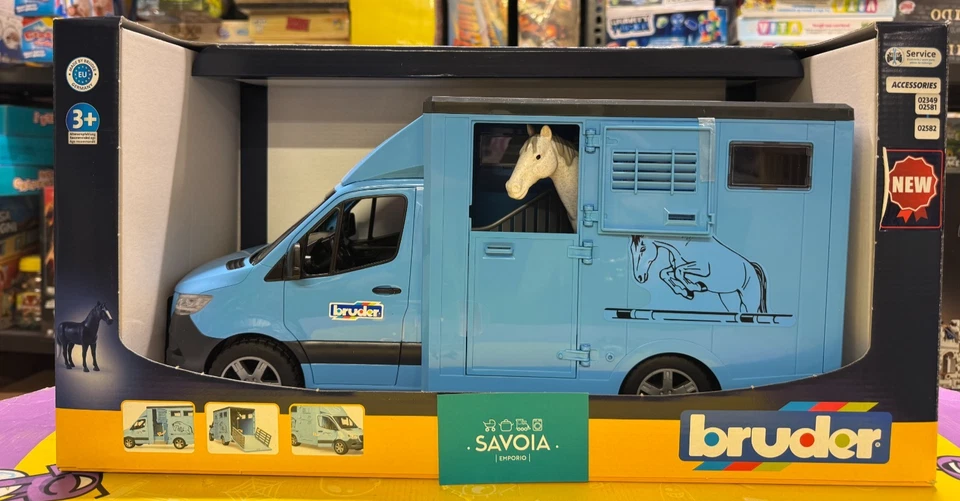 BRUDER 02674 - scala 1:16 - MB SPRINTER TRASPORTO ANIMALI CON 1 CAVALLO- NUOVO - Immagine 2 di 4