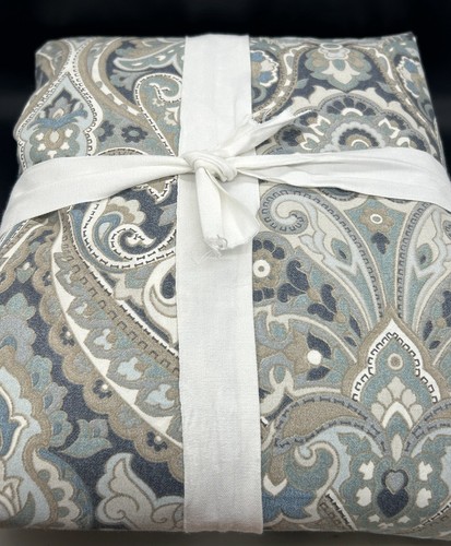 NEU Pottery Barn Mackenna Paisley Bio-Perkal Baumwolle King Bettbezug, blau