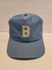 VTG Light Blue “B” Trucker Snapback Hat – New Era - Made in USA - Green UV