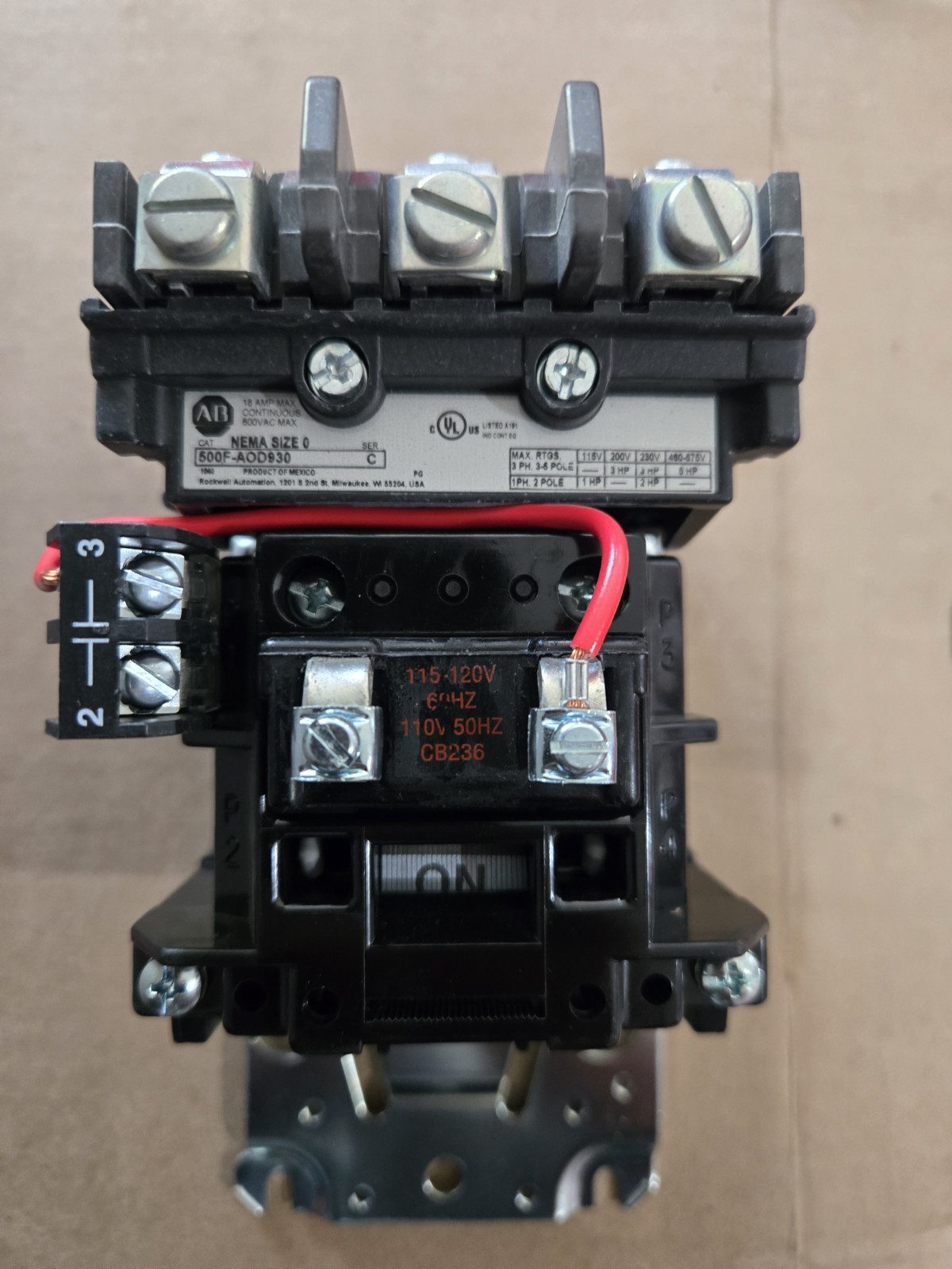 ALLEN-BRADLEY 509-AOD SIZE 0 MOTOR STARTER
