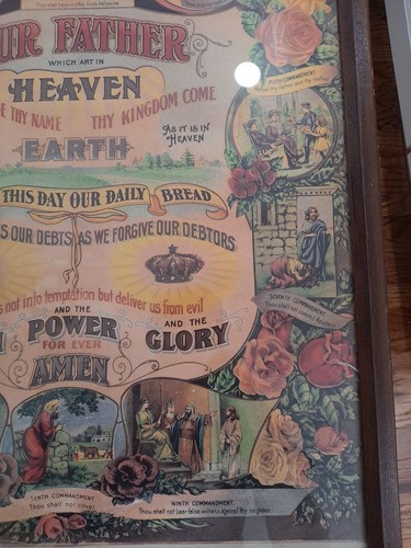 Vintage, 1905, The Lords Prayer & 10 COMMANDMENTS, Framed - Picture 4 of 17
