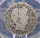 1892 "S" Barber SILVER Half Dollar 50c ANACS AG3 #161 About Good ECC&C, Inc.