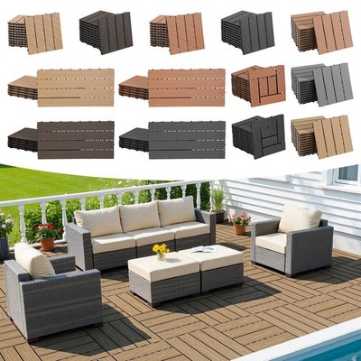 WPC Terrassenfliesen 1㎡-10㎡ Bodenplatten Balkon Fliesen Klickfliese Außenfliesen