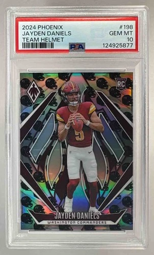 124925877 Jayden Daniels 2024 Panini Phoenix #198 Team Helmet RC /399 PSA 10