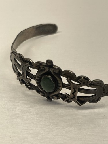 Vintage Navajo Turquoise Sterling Silver Native Cuff 15g BEAUTIFUL - Imagen 7 de 16
