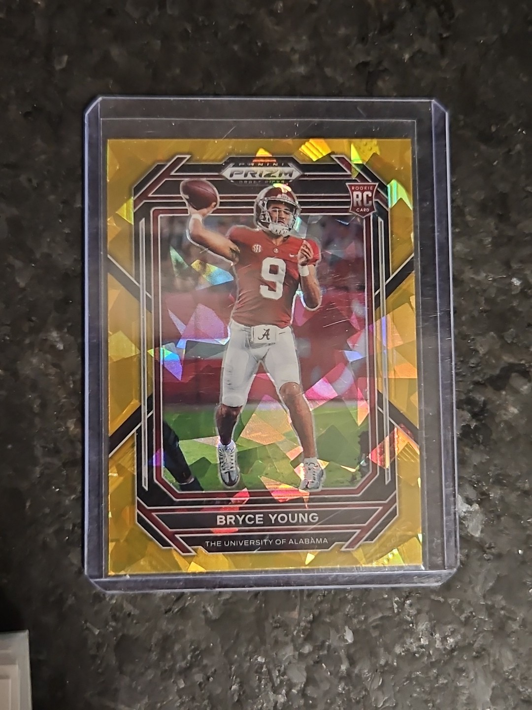 Bryce Young 2023 Panini Prizm Draft Gold Cracked Ice RC Panthers Rookie #101