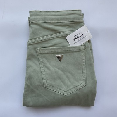 Guess Women s High Rise Skinny Jeans Destroyed Khaki Denim Size 27