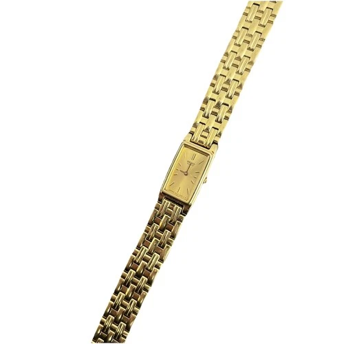 Seiko Tank Watch Women 13mm Champagne Dial Gold Tone VTG 2E20-7029 Needs Battery