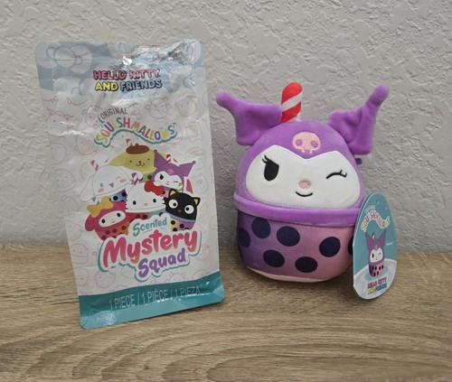 Peluche Squishmallows X Hello Kitty 5" KUROMI Boba Tea Perfumado Mystery Squad - Imagen 3 de 6