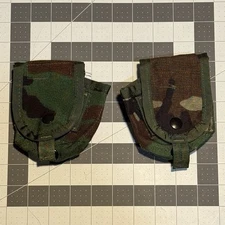 2x USGI Military Molle II Woodland M81 Army Frag Grenade Pouchs - Excellent Used