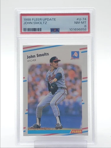 JOHN SMOLTZ 1988 FLEER UPDATE BASEBALL ROOKIE BRAVES #U-74 RC PSA 8 Q3501