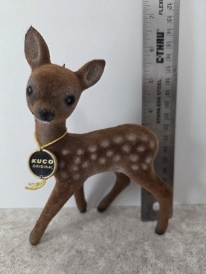 VTG Rare KUCO Christmas Flocked Fawn Deer w/Spots ~ 6'' Tall ~Thanks for L@@King!