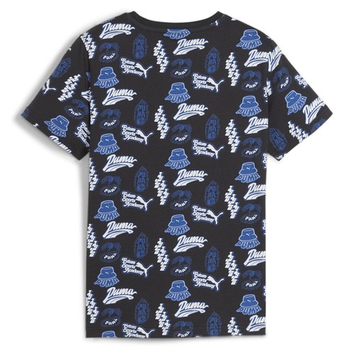 PUMA Essentials Mid 90S Graphic Crew Neck Short Sleeve T-Shirt Youth Boys Black, - Picture 2 of 2