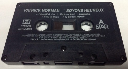 PATRICK NORMAN tape cassette SOYONS HEUREUX  1988 Star Records Canada STR-4-8009 - Picture 5 of 6