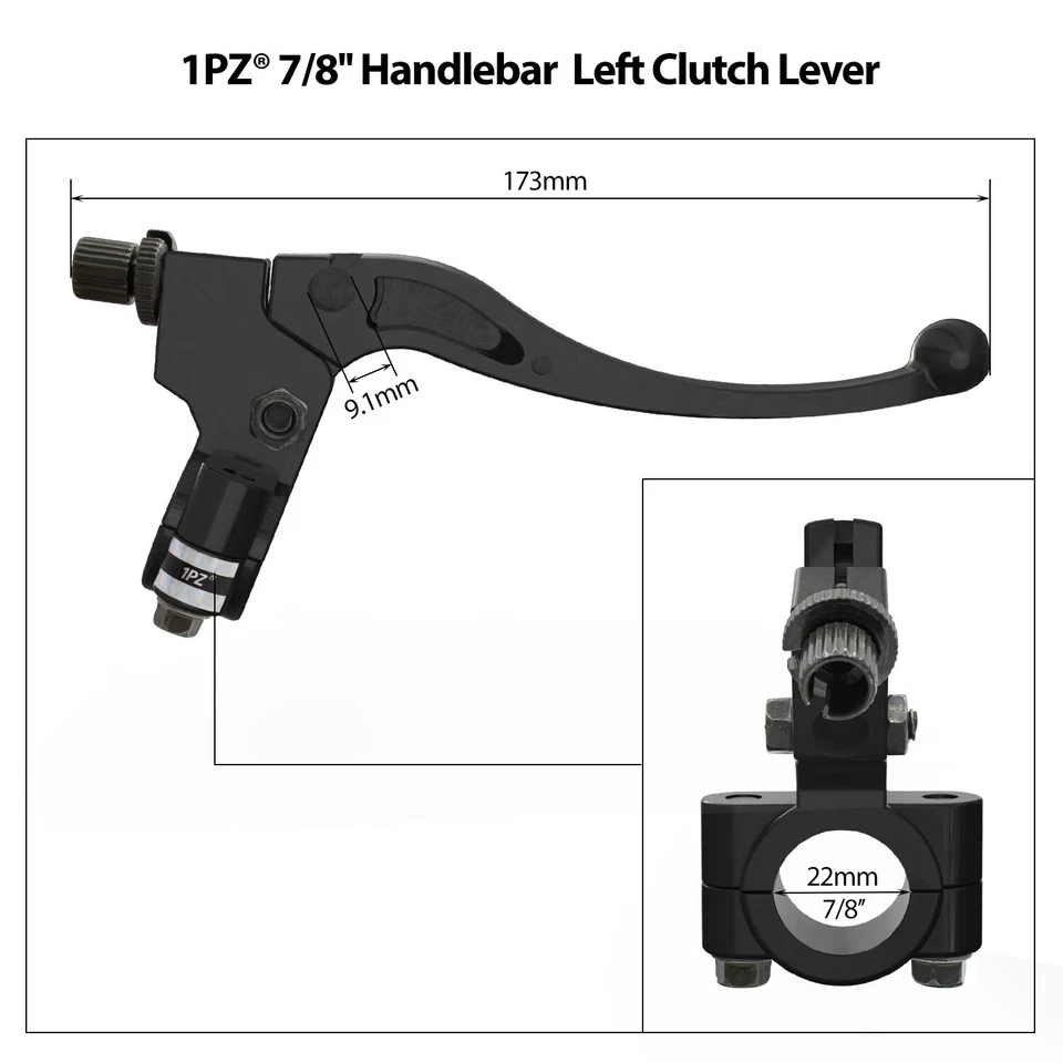 Conjunto de percha de palanca de embrague negro de 7/8" para moto de cross Suzuki DR100 DR200SE SSR Foto 3 de 4