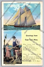 Vintage Postcard 1935 Greetings From Cape Cod Massachusetts Sturdy Craft Grandpa