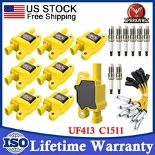 8X Ignition Coil & Spark Plug & Wire For Chevy Silverado 1500 GMC 5.3L 6.0L 6.2L