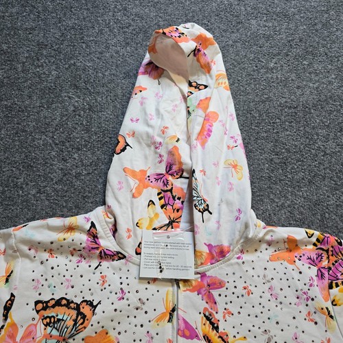 Quacker Factory Jacket Womens Size XL White Orange Butterfly Rhinestone Hoodie - Picture 2 of 11